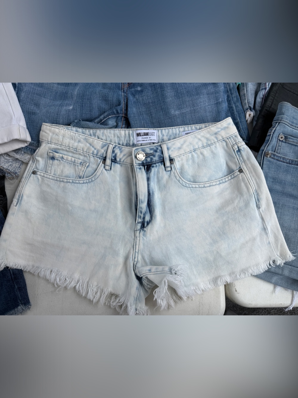 William Rast Light Wash Frayed Hem Jean Shorts